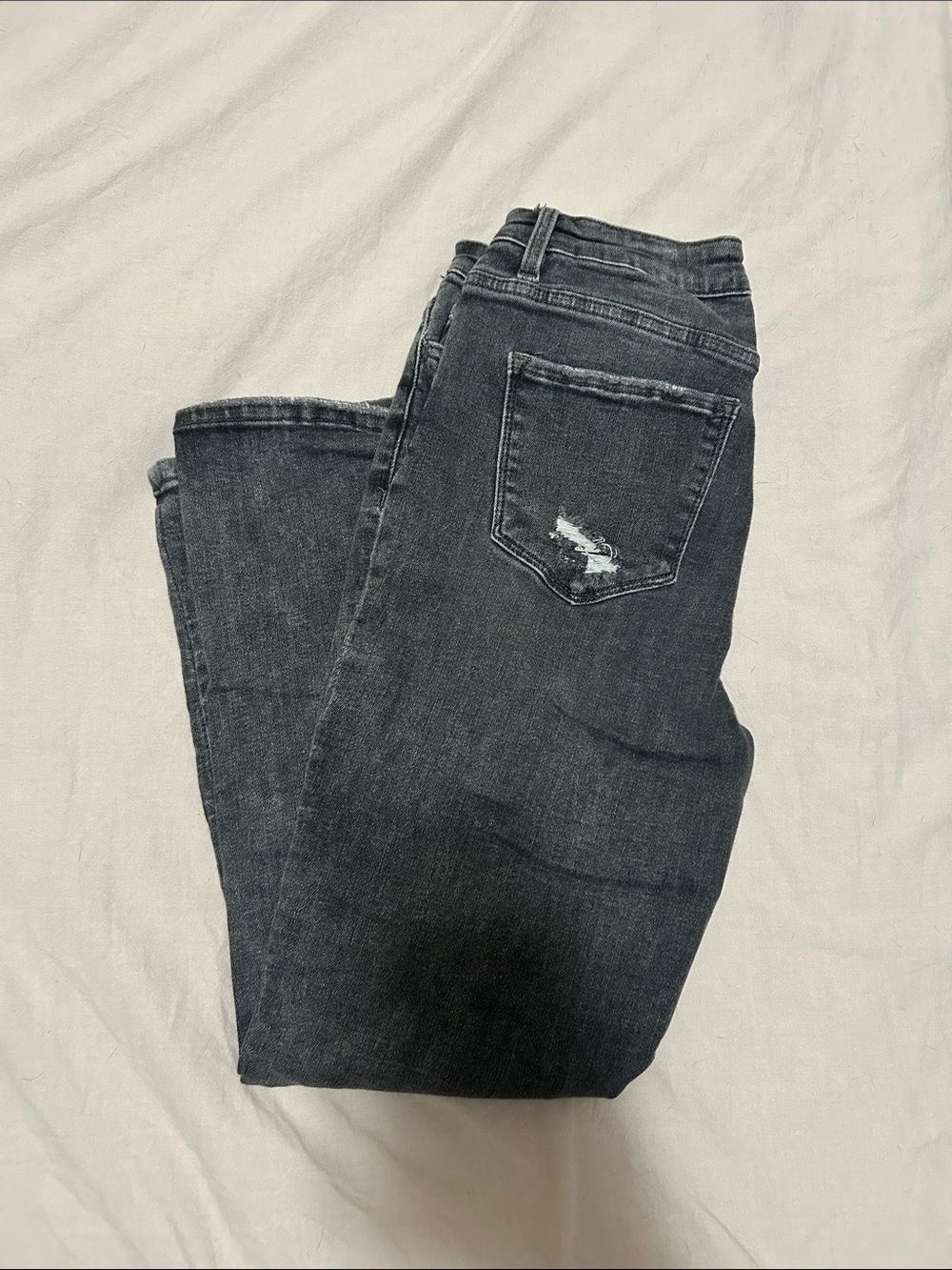Dark Wash Distressed Jeans - Black